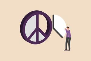 giovane ragazzo completare i pezzi dell'icona della pace. concetto di giorno della pace. illustrazione vettoriale grafica piatta colorata.