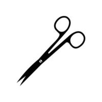 sagoma di forbici chirurgiche. elemento di design icona in bianco e nero su sfondo bianco isolato vettore