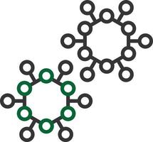 linea della struttura della molecola due colori vettore