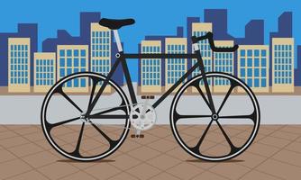 bici da bicicletta a scatto fisso in stile piatto modificabile sulla città nell'illustrazione di vettore dell'ambiente di vita urbana