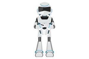 robot di disegno di business design con le braccia incrociate. robot in piedi con la posa delle braccia conserte. tecnologia futura. intelligenza artificiale e machine learning. illustrazione vettoriale in stile cartone animato piatto