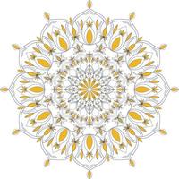 sfarfallio vettore colorazione mandala ornamentale design. linee blu colorate e petali gialli. Cerchio e simmetrico