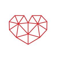 simbolo del cuore in stile triangolare rosso. disponibile in formato vettoriale eps ridimensionabile. isolato su sfondo bianco.