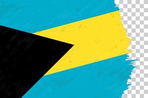 orizzontale astratto grunge spazzolato bandiera delle Bahamas sulla griglia trasparente. vettore