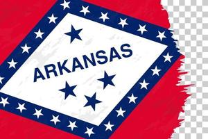 bandiera spazzolata grunge astratto orizzontale dell'Arkansas sulla griglia trasparente. vettore