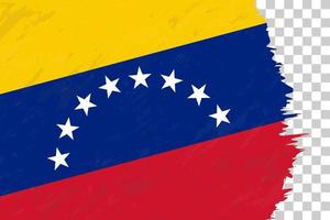 orizzontale astratto grunge spazzolato bandiera del venezuela sulla griglia trasparente. vettore