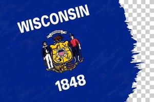 bandiera spazzolata grunge astratto orizzontale del Wisconsin sulla griglia trasparente. vettore