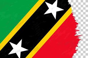 bandiera spazzolata grunge astratto orizzontale di Saint Kitts e nevis sulla griglia trasparente. vettore