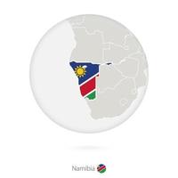 mappa della namibia e bandiera nazionale in un cerchio. vettore