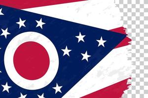orizzontale astratto grunge spazzolato bandiera dell'Ohio sulla griglia trasparente. vettore