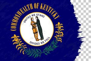 grunge astratto orizzontale spazzolato bandiera del kentucky sulla griglia trasparente. vettore