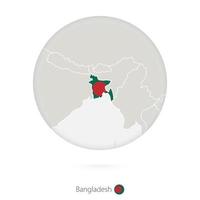 mappa del bangladesh e bandiera nazionale in un cerchio. vettore