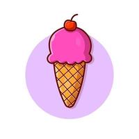 illustrazione dell'icona di vettore del fumetto del cono gelato. cibo e bevande icona concetto isolato vettore premium. stile cartone animato piatto