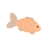 carino pesce mare o fiume creatura semplice stile piatto doodle illustrazione vettoriale, personaggio dei cartoni animati sottomarino, clipart di vita marina per poster, arredamento della stanza dei bambini, design per la casa vettore