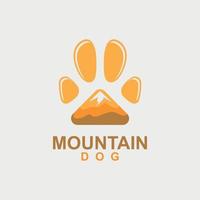 logo da arrampicata a forma di montagna a forma di zampa di cane vettore