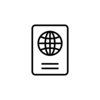 il segno vettoriale del simbolo del passaporto è isolato su uno sfondo bianco. colore dell'icona del passaporto modificabile.