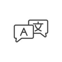 il segno vettoriale del simbolo di traduzione della lingua è isolato su uno sfondo bianco. colore dell'icona di traduzione della lingua modificabile.