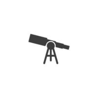 il segno vettoriale del simbolo del telescopio è isolato su uno sfondo bianco. colore dell'icona del telescopio modificabile.