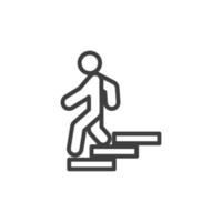 segno vettoriale dell'uomo sulle scale che scendono il simbolo è isolato su uno sfondo bianco. uomo sulle scale che scende icona colore modificabile.