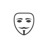 il segno vettoriale del simbolo della maschera anonima è isolato su uno sfondo bianco. colore icona maschera anonima modificabile.