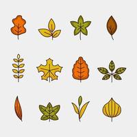 set di icone di foglie cadute vettore