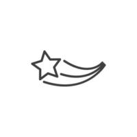 il segno vettoriale del simbolo della stella cadente è isolato su uno sfondo bianco. colore dell'icona della stella cadente modificabile.