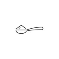 il segno di vettore del cucchiaio con il simbolo dello zucchero è isolato su uno sfondo bianco. cucchiaio con icona zucchero colore modificabile.