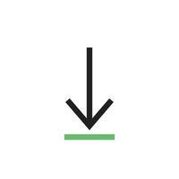 linea di download icona verde e nera vettore