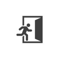 il segno vettoriale del simbolo dell'uscita di emergenza è isolato su uno sfondo bianco. colore icona uscita di emergenza modificabile.