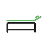 icona verde e nera della linea del lettino da massaggio vettore
