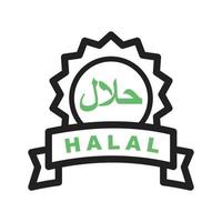 linea adesiva halal icona verde e nera vettore