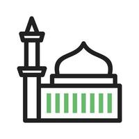 icona verde e nera della linea della moschea vettore