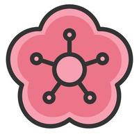 illustrazione vettoriale del colore della linea dell'icona del fiore di sakura
