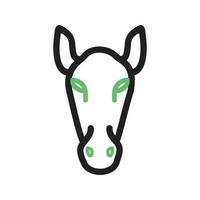 icona verde e nera della linea del viso del cavallo vettore