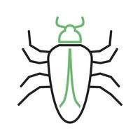 icona della linea verde e nera del bug ii vettore