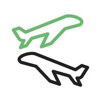 linea di voli multipli icona verde e nera vettore