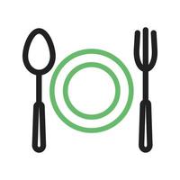 icona verde e nera della linea della cena vettore