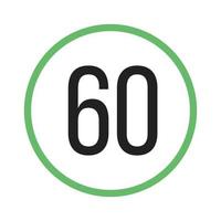 limite di velocità 60 linea verde e icona nera vettore