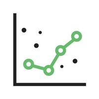 icona verde e nera della linea dei grafici tratteggiati vettore