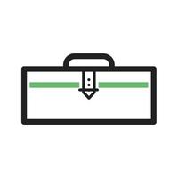 icona della linea della scatola della cancelleria verde e nera vettore