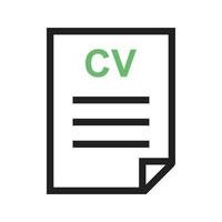 icona verde e nera della linea del file cv vettore