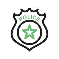 icona verde e nera della linea del distintivo della polizia vettore