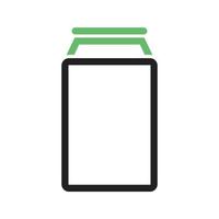 lattina di soda linea icona verde e nera vettore