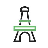 Icona verde e nera della linea della torre eifel vettore