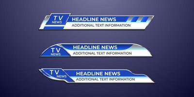 modello di banner moderno del terzo inferiore di notizie di trasmissione per canale televisivo, video e multimediale vettore