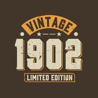 annata 1902 edizione limitata. Compleanno retrò vintage del 1902 vettore