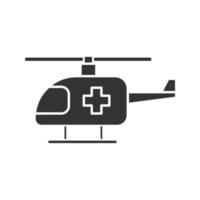 icona del glifo con elicottero medico. ambulanza aerea. simbolo della sagoma. spazio negativo. illustrazione vettoriale isolato