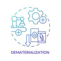 icona del concetto di sfumatura blu di dematerializzazione. ridurre l'utilizzo dei materiali. area di ecologia industriale astratta idea linea sottile illustrazione. disegno di contorno isolato. vettore