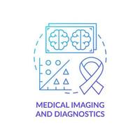 icona del concetto di gradiente blu di diagnostica e imaging medico. intelligenza artificiale. illustrazione della linea sottile dell'idea astratta di apprendimento automatico. disegno di contorno isolato. vettore