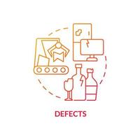 icona del concetto di gradiente rosso difetti. rilavorazione di prodotti di scarsa qualità. produzione snella. tipo di muda idea astratta linea sottile illustrazione. disegno di contorno isolato. vettore